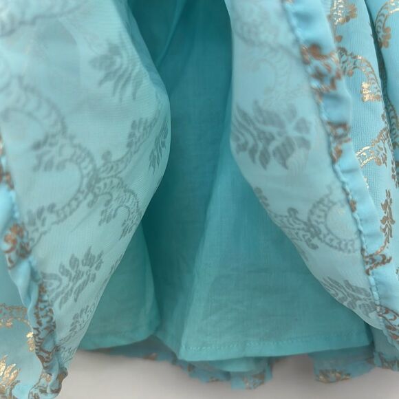 Peek Teal and gold print skirt size 4/5 EUC - Picture 6 of 10